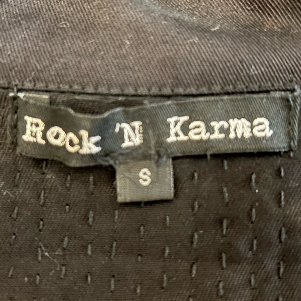 ROCK ‘N KARMA Skull Embellished Cropped Black Jacket, size S - Picture 6 of 8